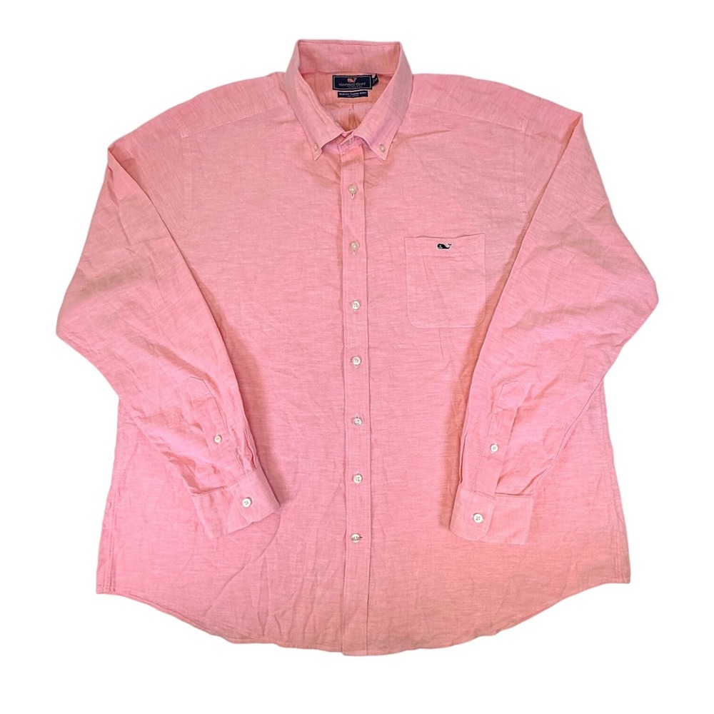 Vineyard Vines Slim Fit Tucker Shirt Mens XXL Pink Cotton Long Sleeve ButtonDown